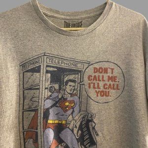 SUPERMAN “'DON'T CALL ME., I'LL CALL YOU" TELEPHONE BOOTH T-SHIRT VINTAGE LARGE